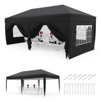 Garvee Pabellón Plegable de 3x6 m con 6 Paredes Laterales y Ventanas de Iglesia, Carpa Impermeable para Eventos y Jardín, Altura Ajustable de 3,2 m, Negro