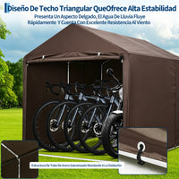 Garvee Cobertizo de Almacenamiento Exterior para 3 Bicicletas Tela Oxford 420D Impermeable Estructura de Acero Marrón Oscuro