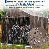 Garvee Cobertizo de Almacenamiento Exterior para 3 Bicicletas Tela Oxford 420D Impermeable Estructura de Acero Marrón Oscuro