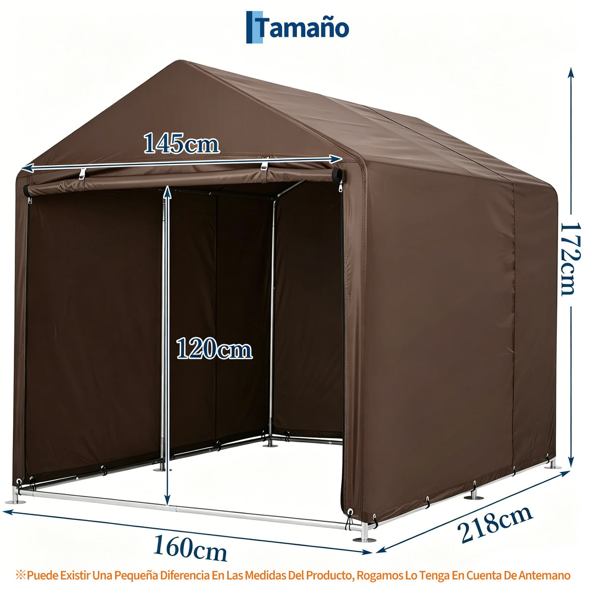 Garvee Cobertizo de Almacenamiento Exterior para 3 Bicicletas Tela Oxford 420D Impermeable Estructura de Acero Marrón Oscuro