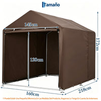 Garvee Cobertizo de Almacenamiento Exterior para 3 Bicicletas Tela Oxford 420D Impermeable Estructura de Acero Marrón Oscuro