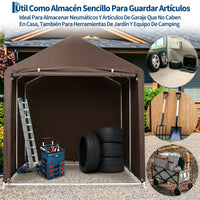 Garvee Cobertizo de Almacenamiento Exterior para 3 Bicicletas Tela Oxford 420D Impermeable Estructura de Acero Marrón Oscuro