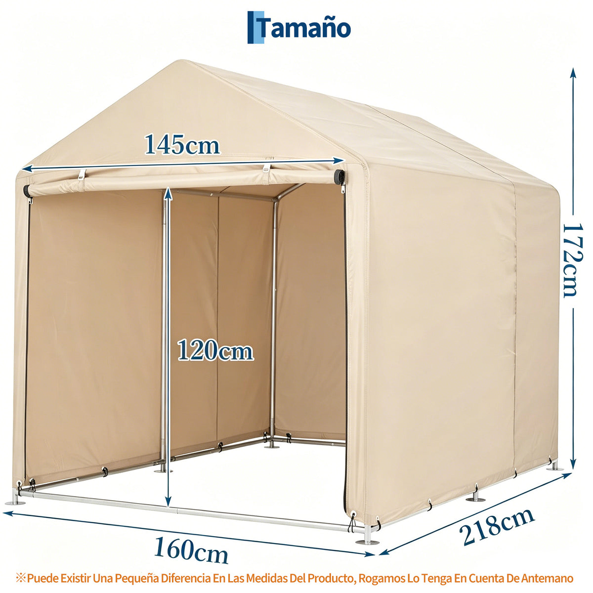 Garvee Cobertizo de Almacenamiento Exterior para 3 Bicicletas Tela Oxford 420D Impermeable Estructura de Acero Caqui Claro