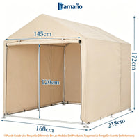 Garvee Cobertizo de Almacenamiento Exterior para 3 Bicicletas Tela Oxford 420D Impermeable Estructura de Acero Caqui Claro