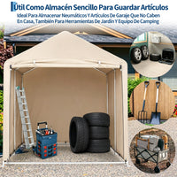 Garvee Cobertizo de Almacenamiento Exterior para 3 Bicicletas Tela Oxford 420D Impermeable Estructura de Acero Caqui Claro