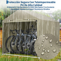 Garvee Cobertizo de Almacenamiento Exterior para 3 Bicicletas, Tela Oxford 420D Impermeable con Revestimiento PU y Estructura de Acero, 160 x 218 x 173 cm, Verde Militar