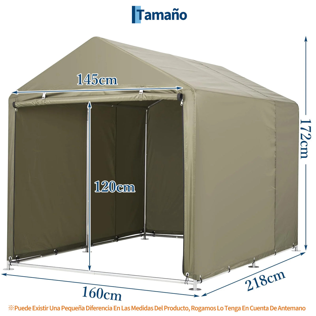 Garvee Cobertizo de Almacenamiento Exterior para 3 Bicicletas, Tela Oxford 420D Impermeable con Revestimiento PU y Estructura de Acero, 160 x 218 x 173 cm, Verde Militar