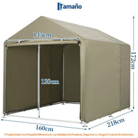 Garvee Cobertizo de Almacenamiento Exterior para 3 Bicicletas, Tela Oxford 420D Impermeable con Revestimiento PU y Estructura de Acero, 160 x 218 x 173 cm, Verde Militar