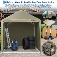 Garvee Cobertizo de Almacenamiento Exterior para 3 Bicicletas, Tela Oxford 420D Impermeable con Revestimiento PU y Estructura de Acero, 160 x 218 x 173 cm, Verde Militar