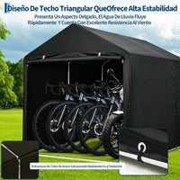 Garvee Cobertizo Carpa de Almacenamiento Exterior para 3 Bicicletas Tela Oxford 420D Impermeable Estructura Antioxidante Negro