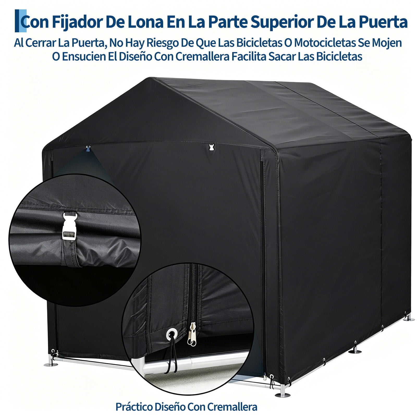 Garvee Cobertizo Carpa de Almacenamiento Exterior para 3 Bicicletas Tela Oxford 420D Impermeable Estructura Antioxidante Negro