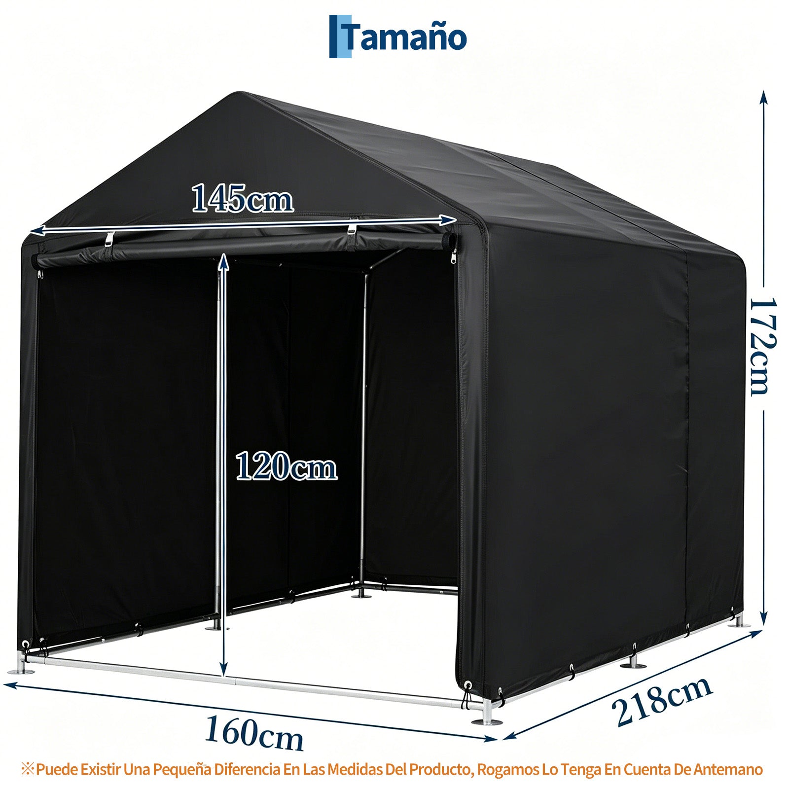 Garvee Cobertizo Carpa de Almacenamiento Exterior para 3 Bicicletas Tela Oxford 420D Impermeable Estructura Antioxidante Negro