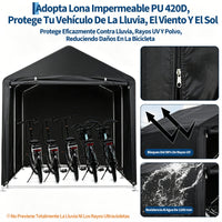 Garvee Cobertizo Carpa de Almacenamiento Exterior para 3 Bicicletas Tela Oxford 420D Impermeable Estructura Antioxidante Negro