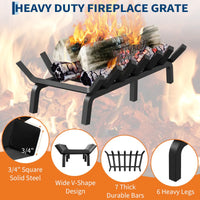 Garvee Rejilla para Chimenea de 61 cm de Acero Sólido con 6 Patas y 7 Barras, Soporte Resistente al Calor para Leña en Interior y Exterior, Negro