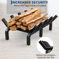 Garvee Rejilla para Chimenea de 43 cm de Acero Sólido con 6 Patas y 5 Barras, Soporte Resistente al Calor para Leña en Interior y Exterior, Negro