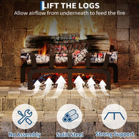 Garvee Rejilla para Chimenea de 43 cm de Acero Sólido con 6 Patas y 5 Barras, Soporte Resistente al Calor para Leña en Interior y Exterior, Negro