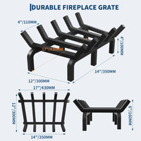 Garvee Rejilla para Chimenea de 43 cm de Acero Sólido con 6 Patas y 5 Barras, Soporte Resistente al Calor para Leña en Interior y Exterior, Negro