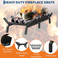 Garvee Rejilla para Chimenea de 76 cm de Acero Sólido con 6 Patas y 7 Barras, Soporte Resistente al Calor para Leña en Interior y Exterior, Negro
