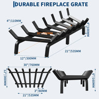 Garvee Rejilla para Chimenea de 76 cm de Acero Sólido con 6 Patas y 7 Barras, Soporte Resistente al Calor para Leña en Interior y Exterior, Negro