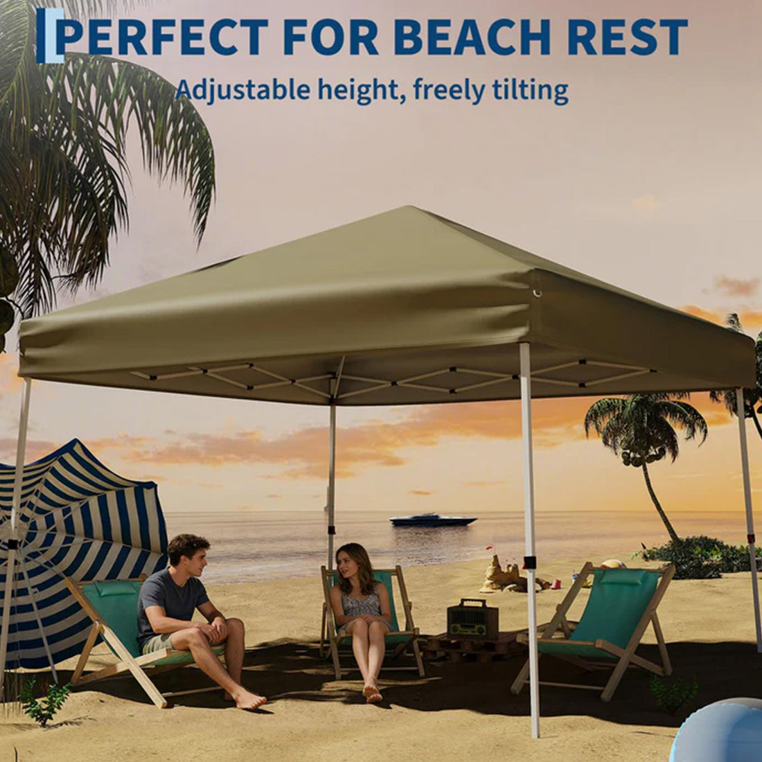 Garvee Carpa Plegable de Jardín 3x3 m, Toldo Pop Up Impermeable con Protección UV, Altura Ajustable y Bolsa de Transporte, Caqui