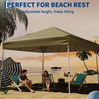 Garvee Carpa Plegable de Jardín 3x3 m, Toldo Pop Up Impermeable con Protección UV, Altura Ajustable y Bolsa de Transporte, Caqui