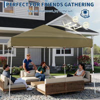 Garvee Carpa Plegable de Jardín 3x3 m, Toldo Pop Up Impermeable con Protección UV, Altura Ajustable y Bolsa de Transporte, Caqui