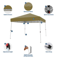 Garvee Carpa Plegable de Jardín 3x3 m, Toldo Pop Up Impermeable con Protección UV, Altura Ajustable y Bolsa de Transporte, Caqui