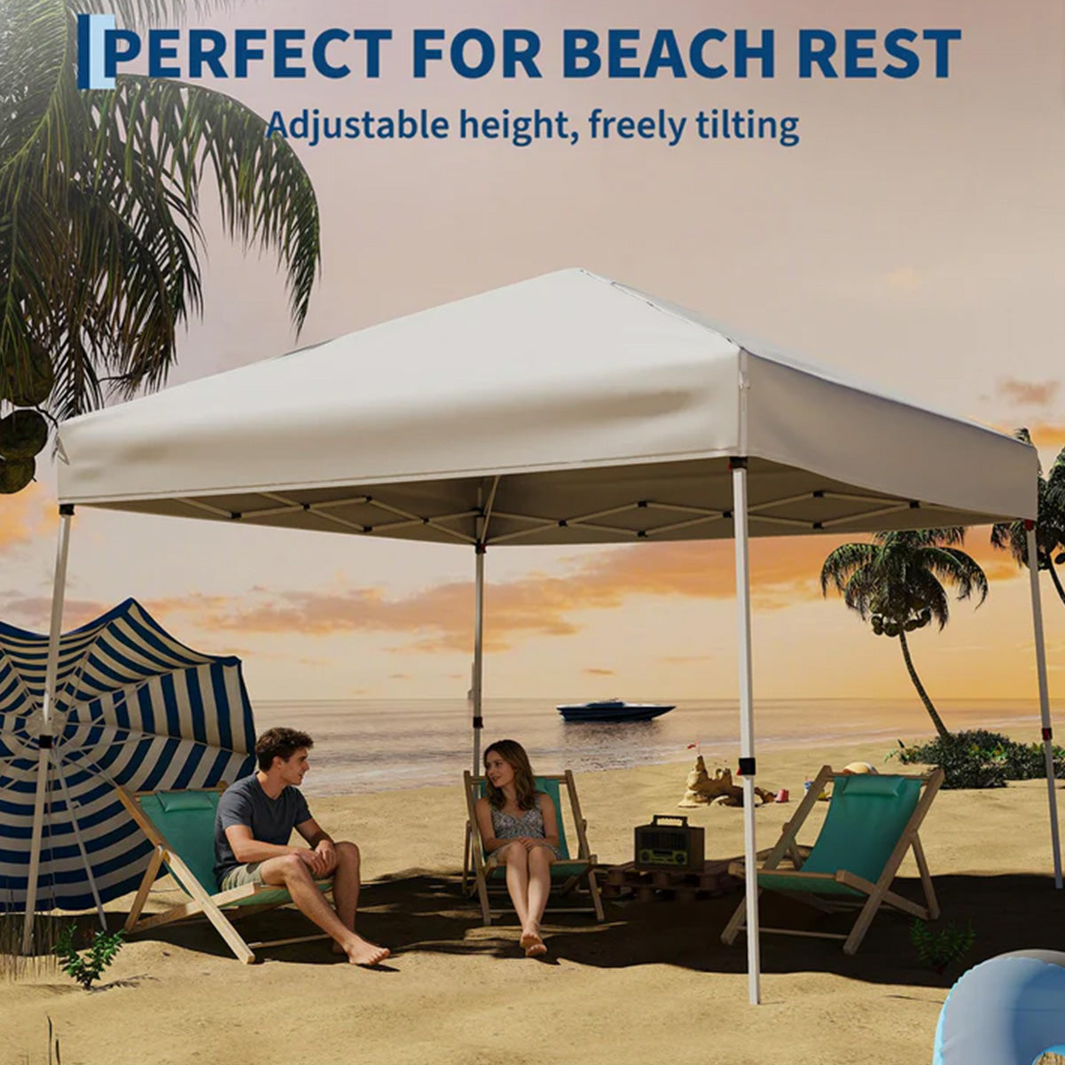 Garvee Gazebo Pop Up de 3x3 m con Protección UV y Estructura Reforzada para Eventos Blanco