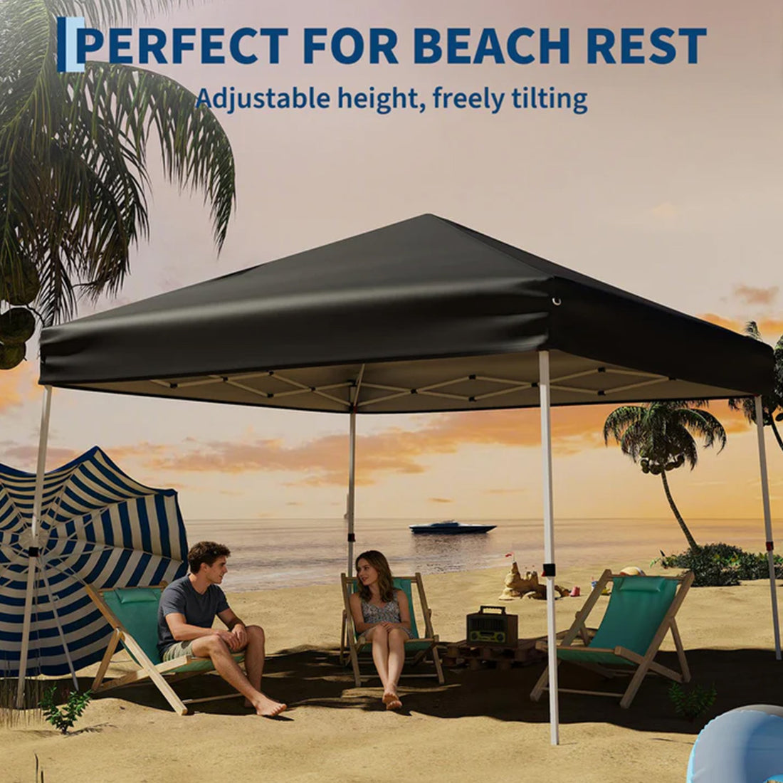 Garvee Carpa Plegable de 3x3 m Pop Up con Marco de Acero y Bolsa de Transporte Negro
