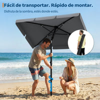 Garvee Sombrilla Rectangular para Balcón 200x125 cm con Protección UV 50+ Altura Ajustable e Inclinación de 45° Color Gris Antracita