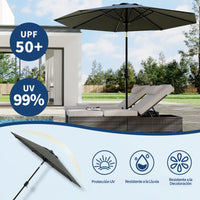 Garvee Sombrilla de Jardín de 270 cm con Manivela e Inclinación Parasol de Terraza con Protección UV50+