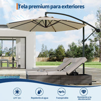 Garvee Sombrilla Excéntrica de 300 cm con Manivela e Inclinación Ajustable, Parasol Giratorio 360° para Jardín y Terraza UV50+ Caqui