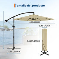 Garvee Sombrilla Excéntrica de 300 cm con Manivela e Inclinación Ajustable, Parasol Giratorio 360° para Jardín y Terraza UV50+ Caqui