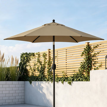 Garvee Sombrilla de Exterior de 229 cm, Inclinación Ajustable con Manivela, Mástil de Hierro 38 mm, Tejido Poliéster 180g Anti-UV, Color Caqui