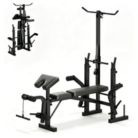 Garvee Banco de Pesas Ajustable 5 en 1 para Gimnasio en Casa, Plegable, 771 kg, Negro Mate