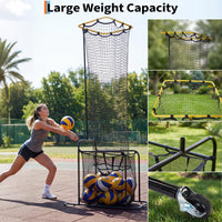 Garvee Red De Entrenamiento Para Colocador De Vóleibol Ajustable 5 Alturas Y Ángulos Marco De Hierro Resistente Portátil Con Ruedas Y Freno Para Interior Y Exterior