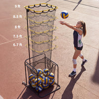 Garvee Red De Entrenamiento Para Colocador De Vóleibol Ajustable 5 Alturas Y Ángulos Marco De Hierro Resistente Portátil Con Ruedas Y Freno Para Interior Y Exterior