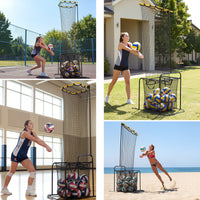Garvee Red De Entrenamiento Para Colocador De Vóleibol Ajustable 5 Alturas Y Ángulos Marco De Hierro Resistente Portátil Con Ruedas Y Freno Para Interior Y Exterior