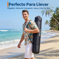 Garvee 2 Sillas de Camping Plegable XL Acolchada, Asiento de 64cm con Nevera y Portavasos, Sillas de Playa y Pesca Resistentes hasta 200kg, Pack de 2 (Negro/Azul)