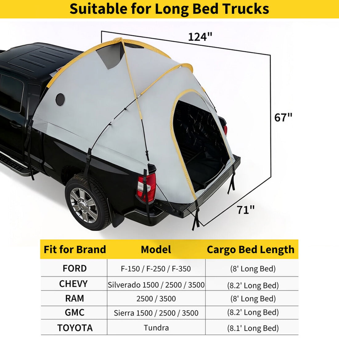 Garvee Tienda de Campaña para Cama de Camioneta de Gran Tamaño con Toldo de Oxford Impermeable