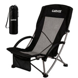 Garvee Silla de Playa Plegable Ligera de Metal Resistente con Malla Transpirable y Portavasos Soporta 150 kg, Negro - Negro