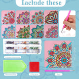 Garvee Kit De 8 Marcadores De Libro Con Pintura De Diamantes Mandala, Acrílico Y Cuero PU, Diseño Triangular, Fácil De Usar, Regalo Para Amantes De La Lectura