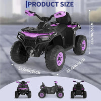 Garvee Quad Eléctrico Infantil 12V ATV Todo Terreno con 2 Motores Control Parental Suspensión LED Bluetooth USB para Niños 3-8 Años Púrpura