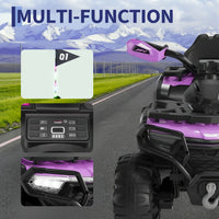 Garvee Quad Eléctrico Infantil 12V ATV Todo Terreno con 2 Motores Control Parental Suspensión LED Bluetooth USB para Niños 3-8 Años Púrpura