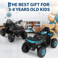 Garvee Quad Eléctrico Infantil 12V ATV Todo Terreno 2 Motores Control Parental Suspensión LED Bluetooth USB para Niños 3-8 Años Azul Turquesa