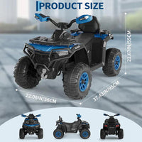Garvee Quad Eléctrico Infantil 12V Todoterreno con Control Parental, Motores Dobles 35W, Bluetooth y Luces LED, Azul