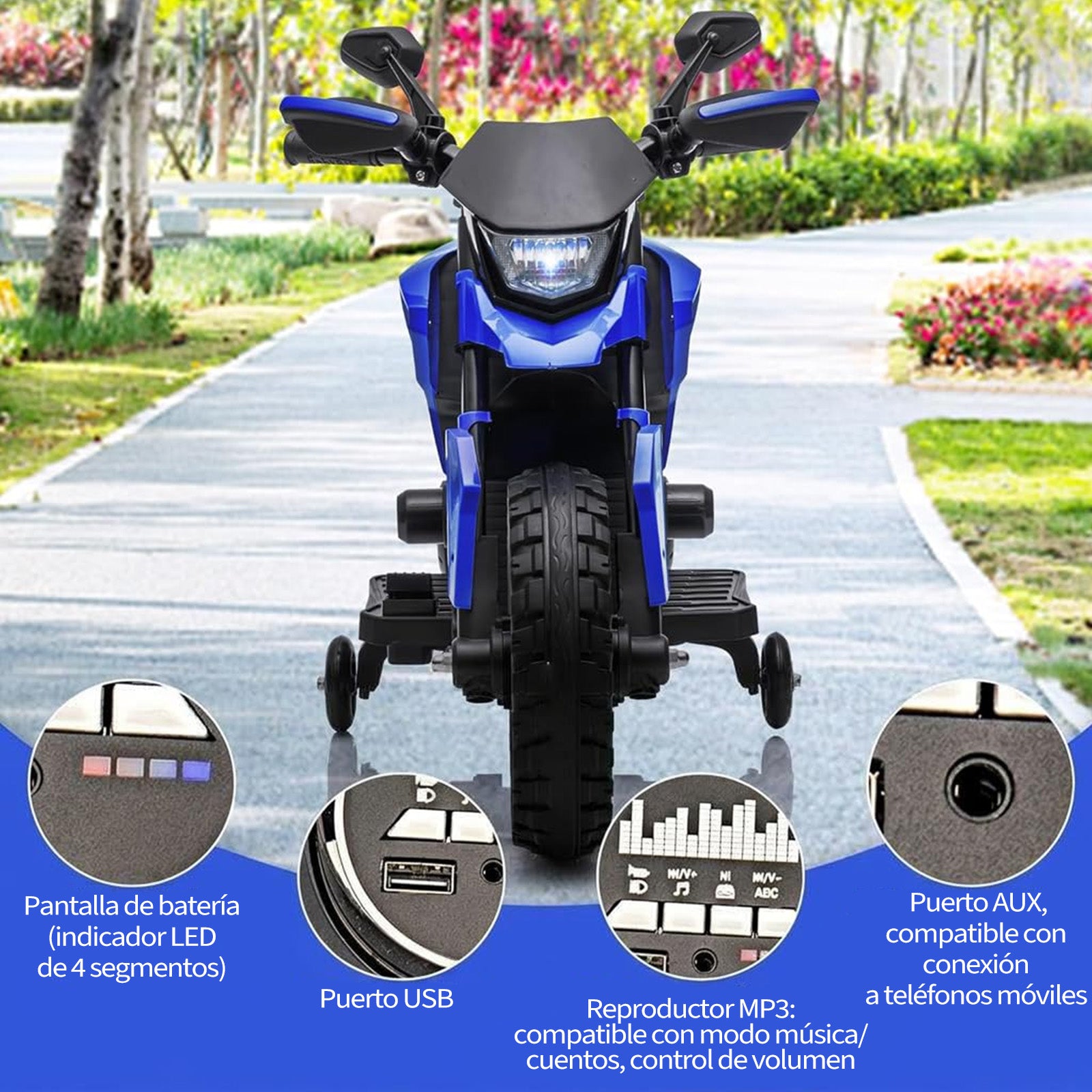 Garvee Moto Eléctrica Infantil 6V para Niños 3-6 Años con Ruedas Estables, Batería 6V4Ah, Phares, Música y Claxon, Compacta y Segura, Normas CE
