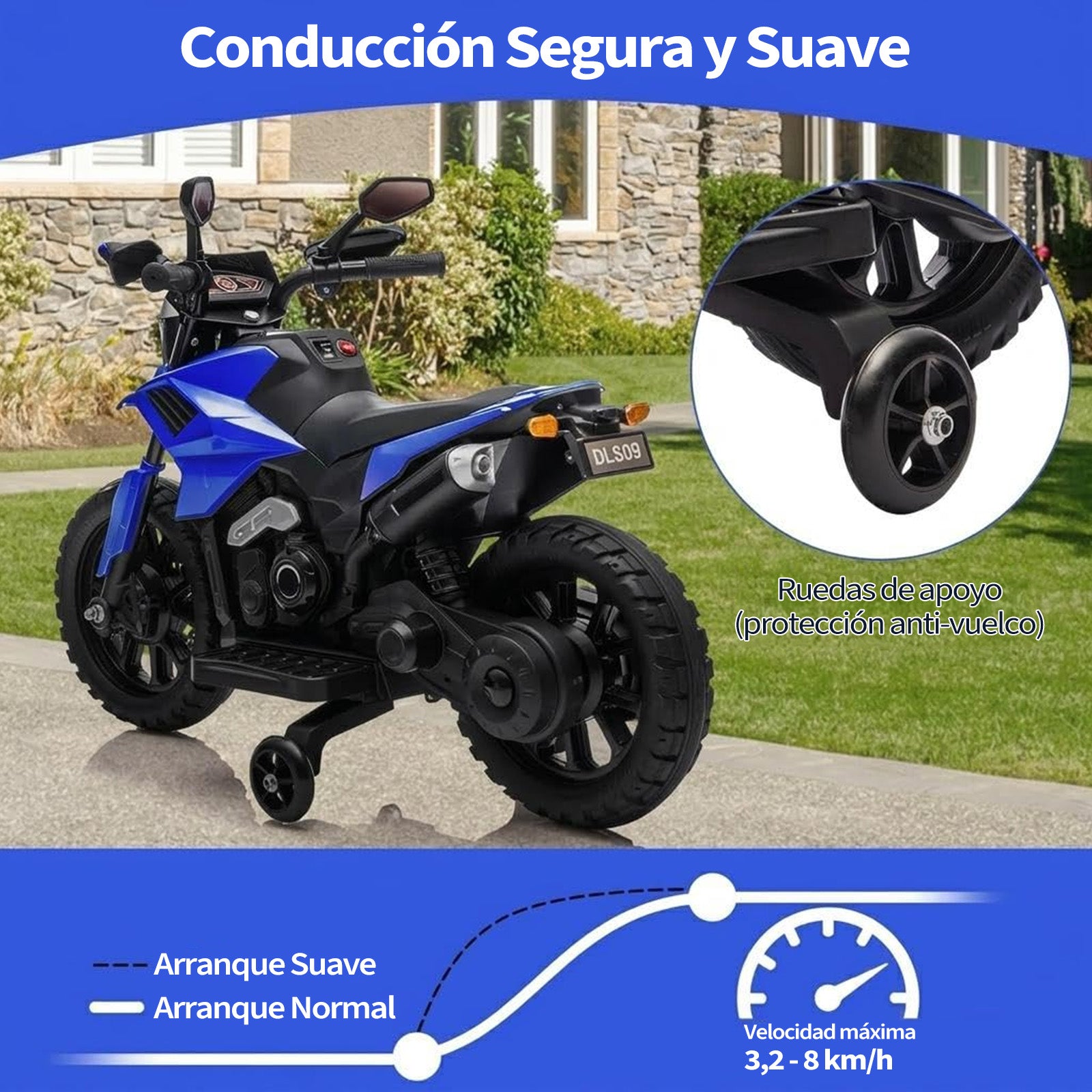 Garvee Moto Eléctrica Infantil 6V para Niños 3-6 Años con Ruedas Estables, Batería 6V4Ah, Phares, Música y Claxon, Compacta y Segura, Normas CE
