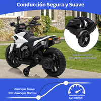 Garvee Moto Eléctrica Infantil 6V Batería 4Ah 3 Velocidades Ruedas de Apoyo Desmontables Faros LED y Música para Niños de 3 a 6 Años 25 kg Blanco