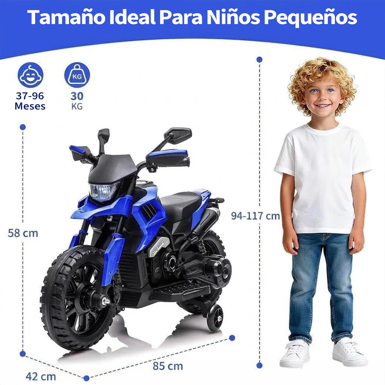 Garvee Moto Eléctrica Infantil 6V para Niños 3-6 Años con Ruedas Estables, Batería 6V4Ah, Phares, Música y Claxon, Compacta y Segura, Normas CE